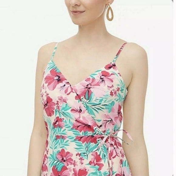 J Crew Factory Floral Cotton Wrap Dress Size 6 O - Picture 3 of 6